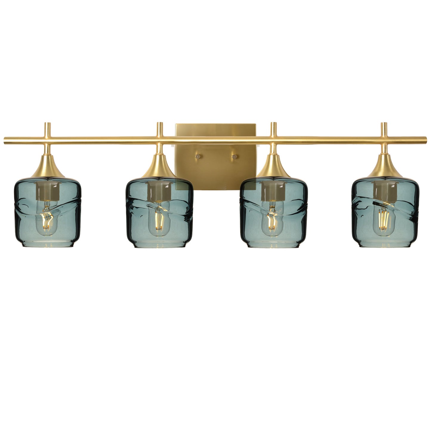 601 Swell: 4 Light Wall Vanity-Glass-Bicycle Glass Co - Hotshop-Slate Gray-Polished Brass-Bicycle Glass Co