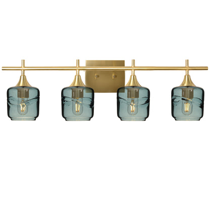 601 Swell: 4 Light Wall Vanity-Glass-Bicycle Glass Co - Hotshop-Slate Gray-Polished Brass-Bicycle Glass Co
