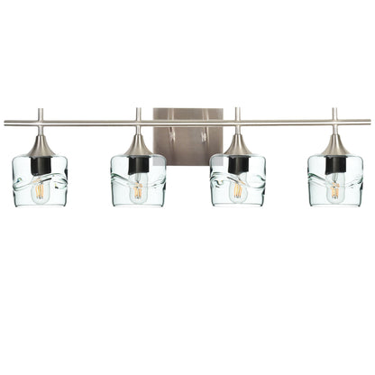 601 Swell: 4 Light Wall Vanity-Glass-Bicycle Glass Co - Hotshop-Eco Clear-Brushed Nickel-Bicycle Glass Co