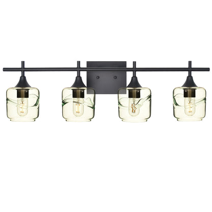 601 Swell: 4 Light Wall Vanity-Glass-Bicycle Glass Co - Hotshop-Eco Clear-Matte Black-Bicycle Glass Co