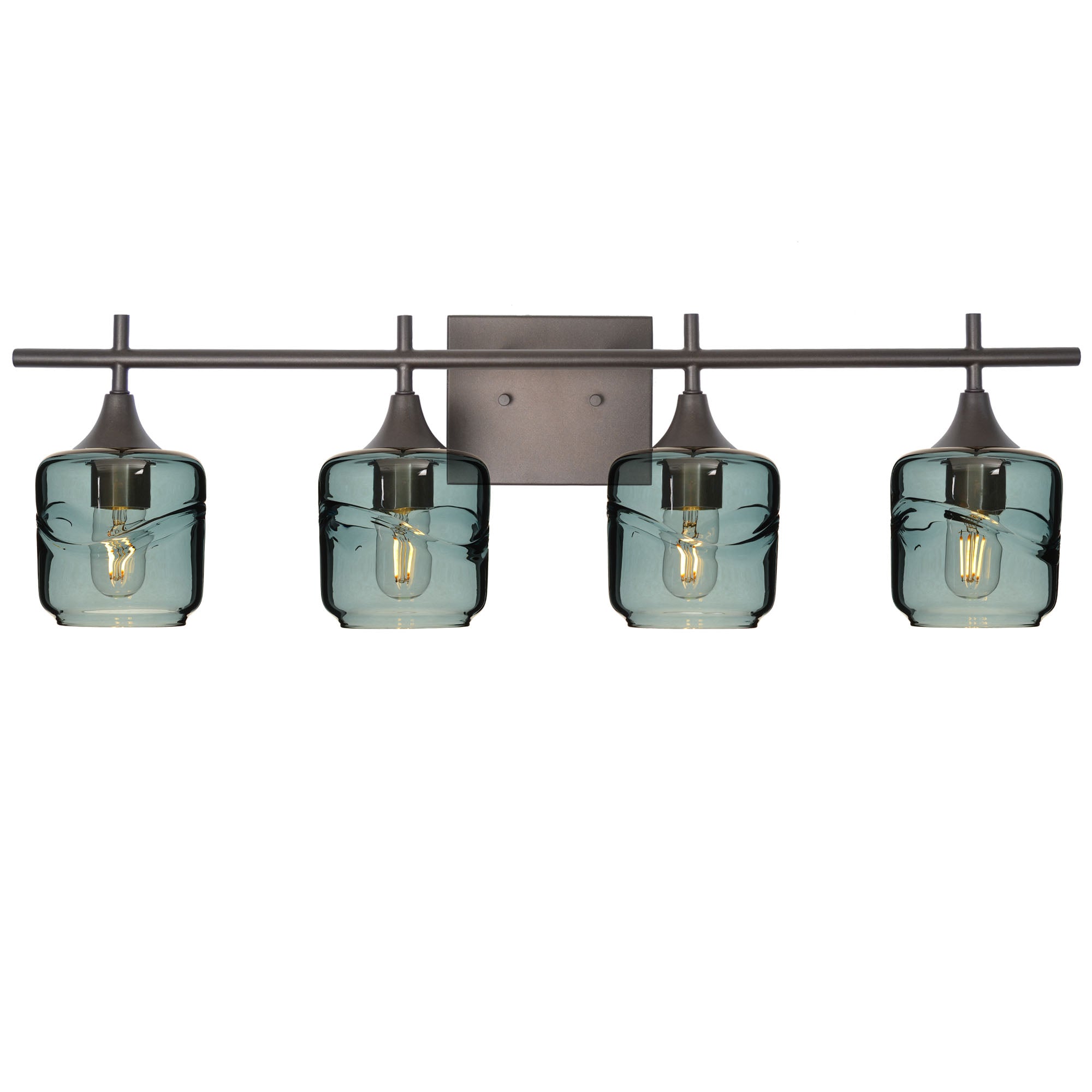 601 Swell: 4 Light Wall Vanity-Glass-Bicycle Glass Co - Hotshop-Slate Gray-Dark Bronze-Bicycle Glass Co