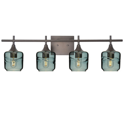 601 Swell: 4 Light Wall Vanity-Glass-Bicycle Glass Co - Hotshop-Slate Gray-Dark Bronze-Bicycle Glass Co