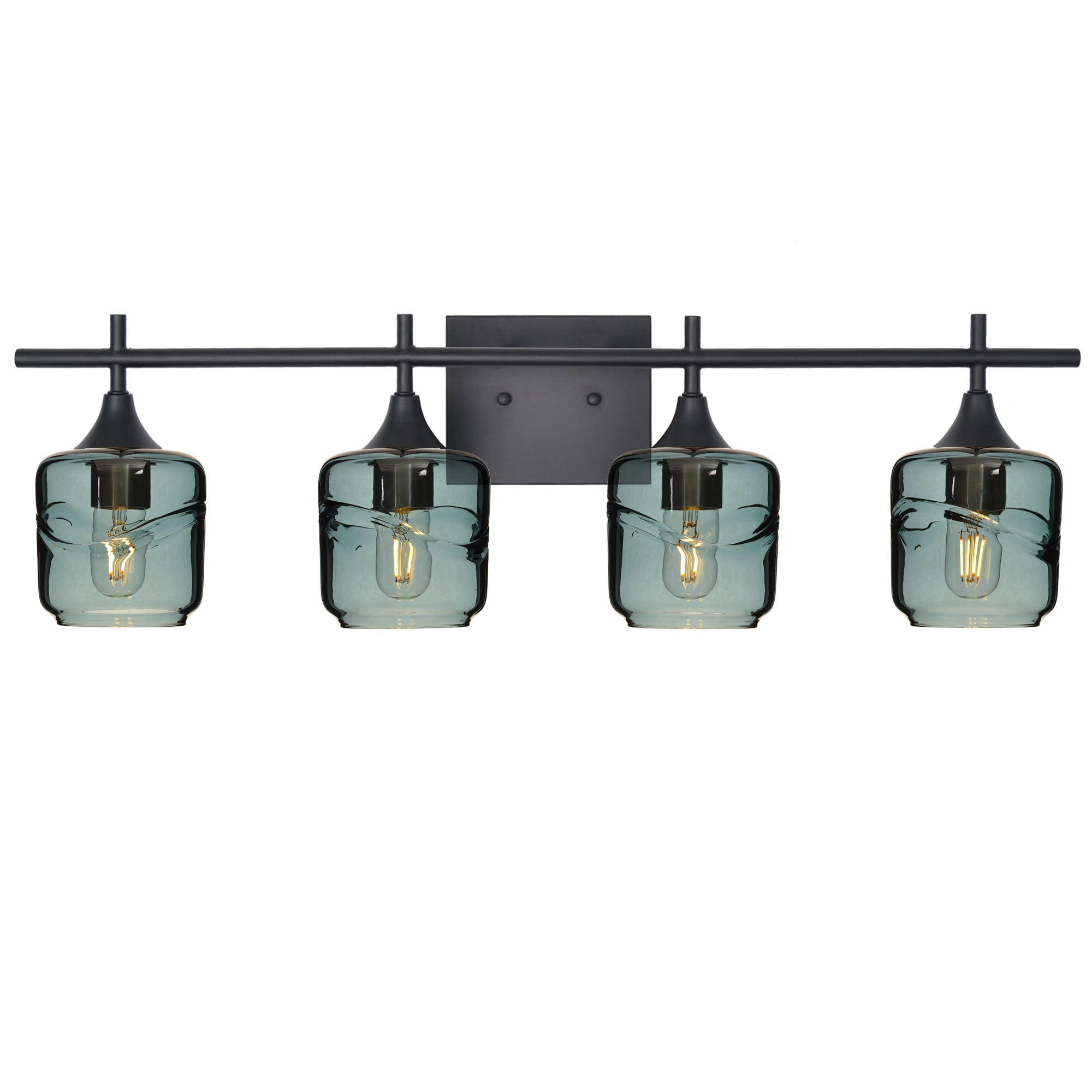 601 Swell: 4 Light Wall Vanity-Glass-Bicycle Glass Co - Hotshop-Slate Gray-Matte Black-Bicycle Glass Co