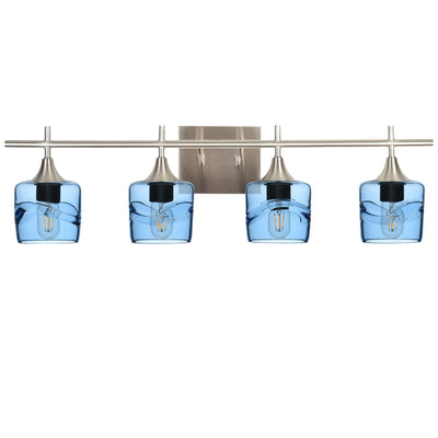 601 Swell: 4 Light Wall Vanity-Glass-Bicycle Glass Co - Hotshop-Steel Blue-Brushed Nickel-Bicycle Glass Co