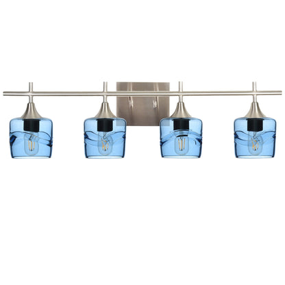 601 Swell: 4 Light Wall Vanity-Glass-Bicycle Glass Co - Hotshop-Steel Blue-Brushed Nickel-Bicycle Glass Co