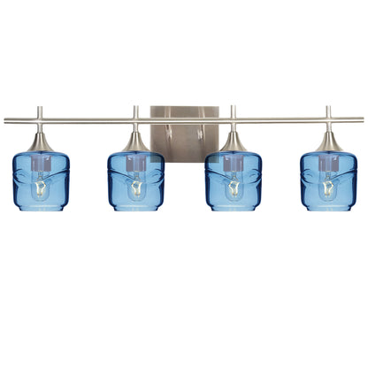 601 Swell: 4 Light Wall Vanity-Glass-Bicycle Glass Co - Hotshop-Steel Blue-Brushed Nickel-Bicycle Glass Co