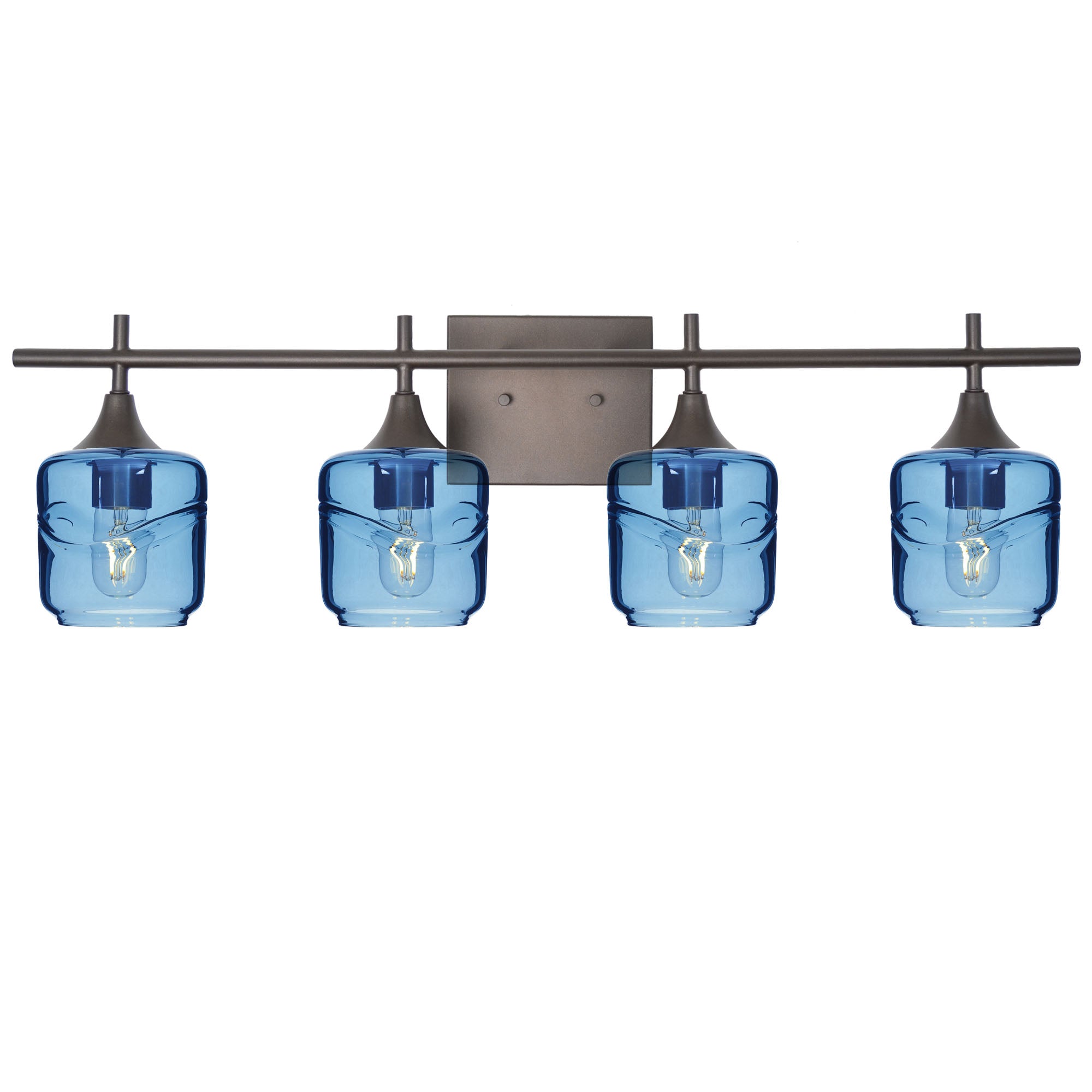 601 Swell: 4 Light Wall Vanity-Glass-Bicycle Glass Co - Hotshop-Steel Blue-Dark Bronze-Bicycle Glass Co