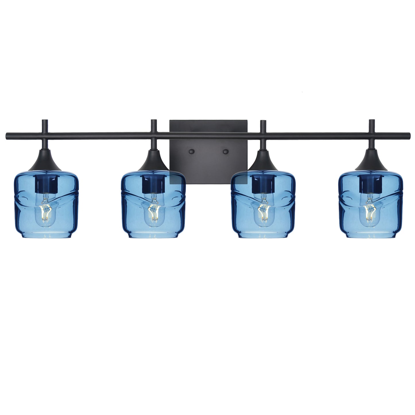 601 Swell: 4 Light Wall Vanity-Glass-Bicycle Glass Co - Hotshop-Steel Blue-Matte Black-Bicycle Glass Co