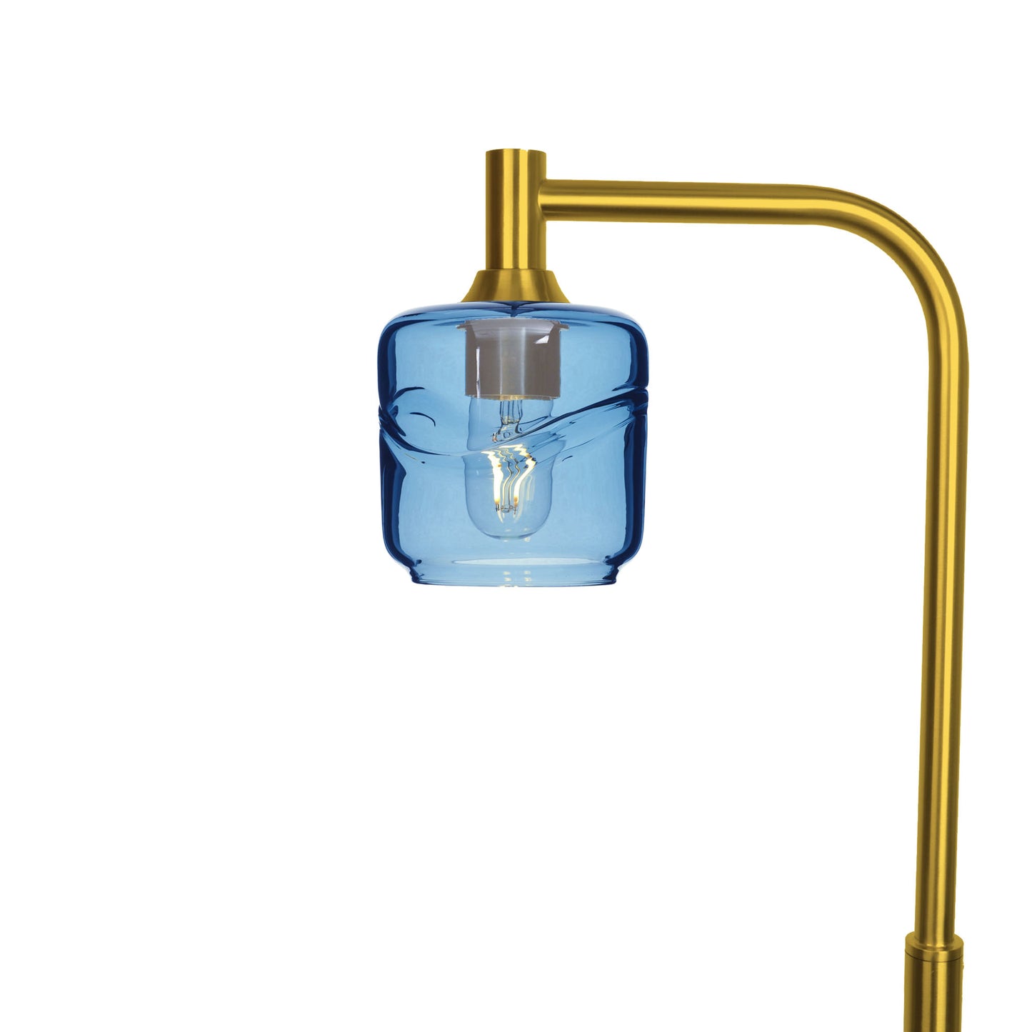 601 Swell: Floor Lamp-Glass-Bicycle Glass Co - Hotshop-Steel Blue-Polished Brass-Bicycle Glass Co