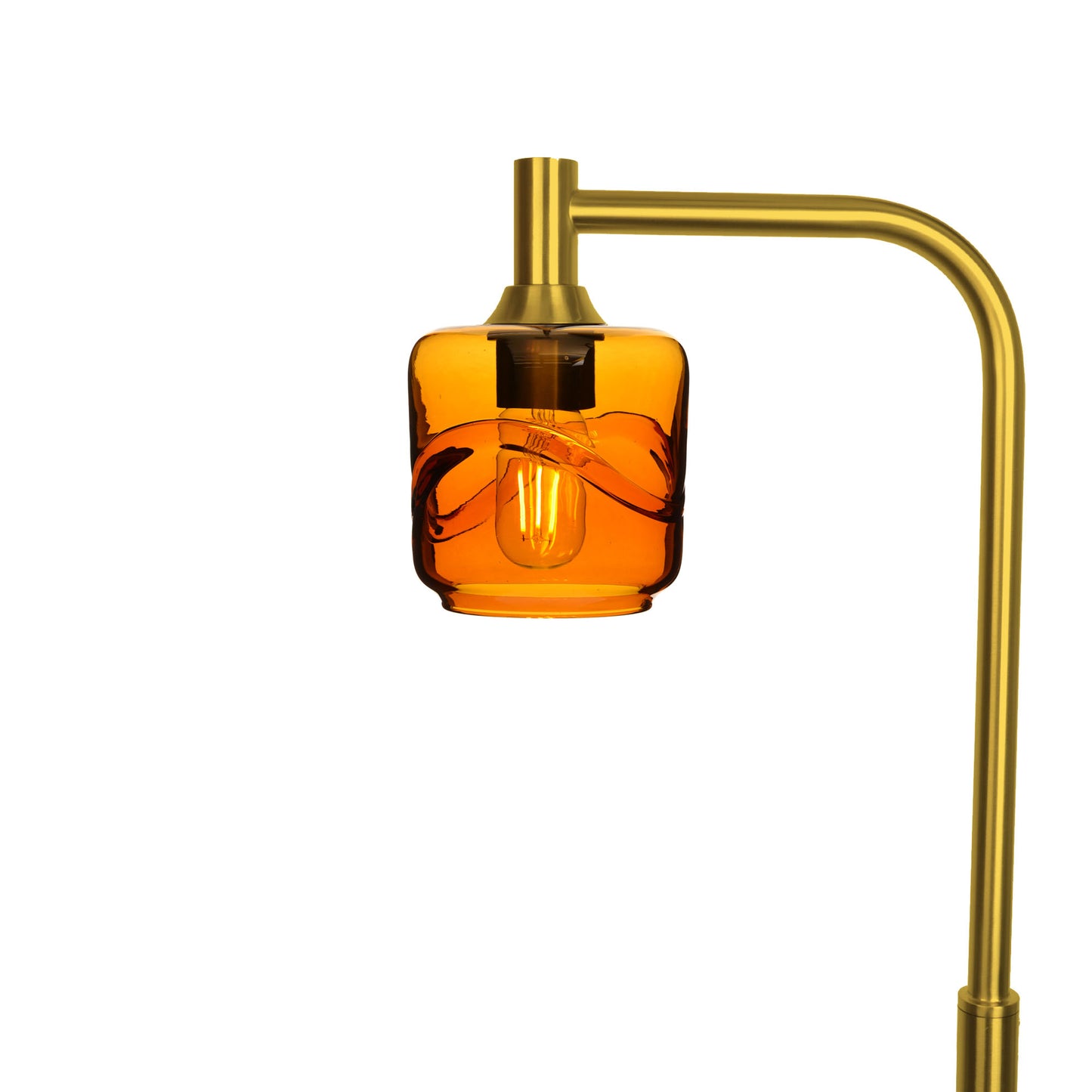 601 Swell: Floor Lamp-Glass-Bicycle Glass Co - Hotshop-Golden Amber-Polished Brass-Bicycle Glass Co