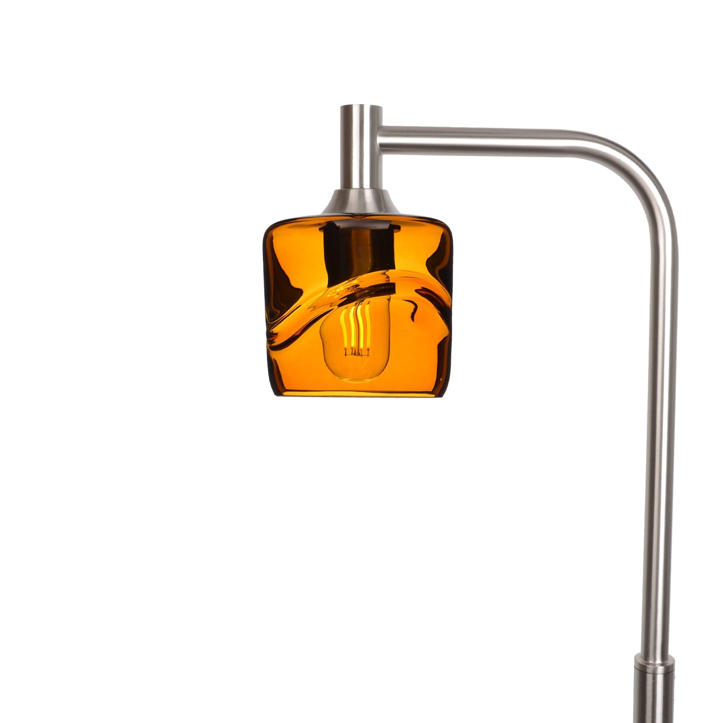 601 Swell: Floor Lamp-Glass-Bicycle Glass Co - Hotshop-Golden Amber-Brushed Nickel-Bicycle Glass Co