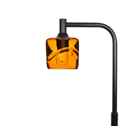 601 Swell: Floor Lamp-Glass-Bicycle Glass Co - Hotshop-Golden Amber-Matte Black-Bicycle Glass Co