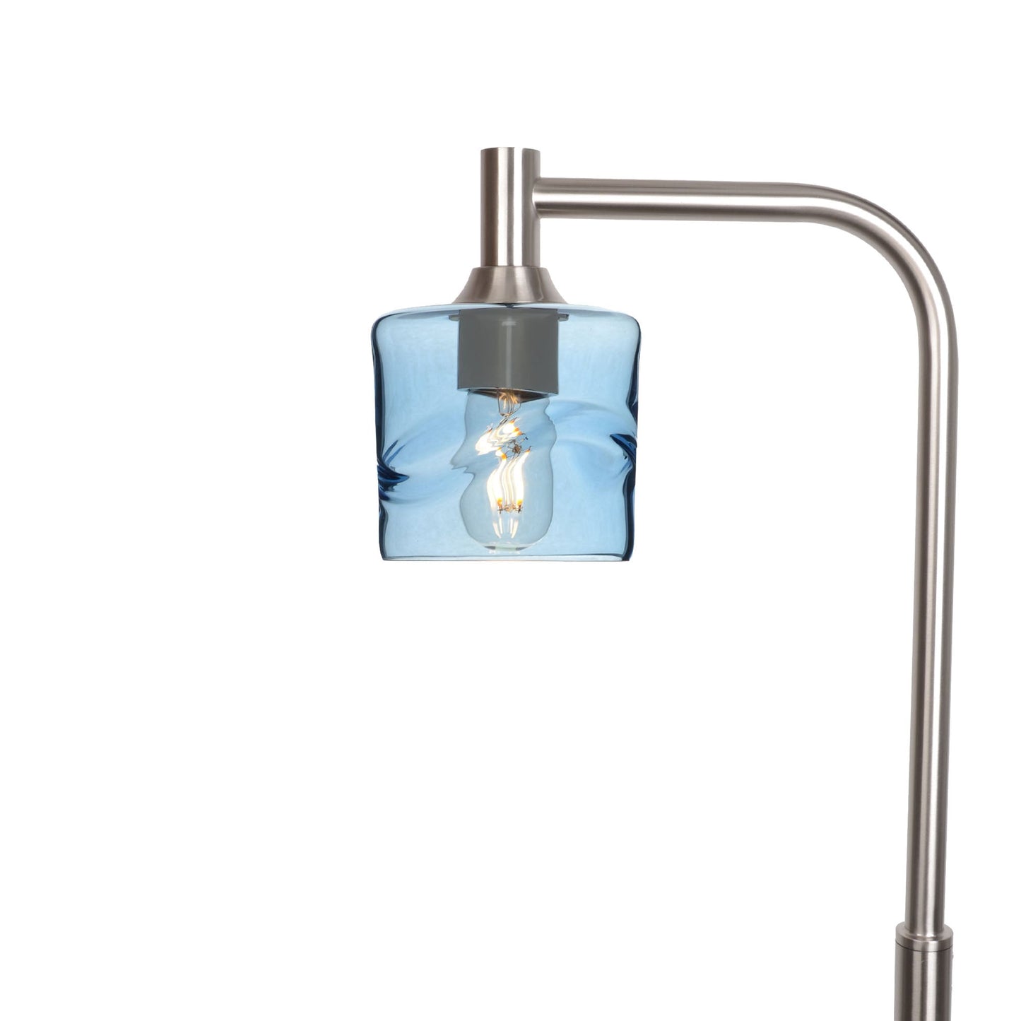 601 Swell: Floor Lamp-Glass-Bicycle Glass Co - Hotshop-Steel Blue-Brushed Nickel-Bicycle Glass Co