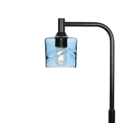 601 Swell: Floor Lamp-Glass-Bicycle Glass Co - Hotshop-Steel Blue-Matte Black-Bicycle Glass Co