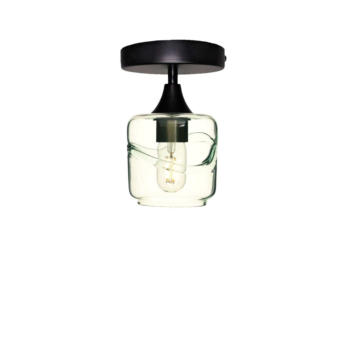 601 Swell: Semi Flush Light-Glass-Bicycle Glass Co - Hotshop-Eco Clear-Matte Black-Bicycle Glass Co