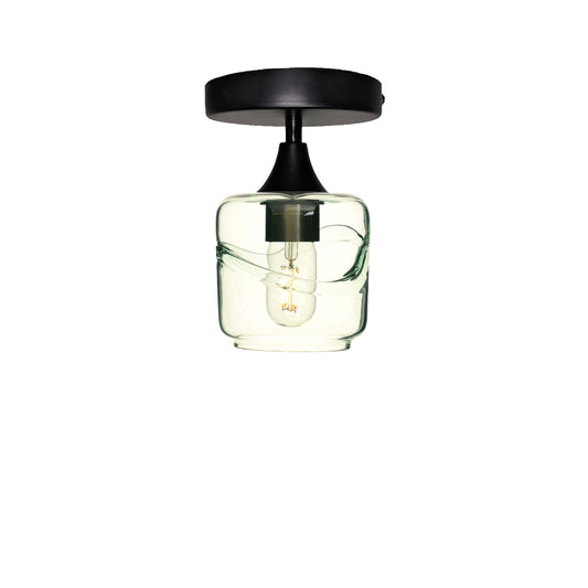 601 Swell: Semi Flush Light-Glass-Bicycle Glass Co - Hotshop-Eco Clear-Matte Black-Bicycle Glass Co