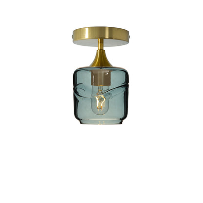 601 Swell: Semi Flush Light-Glass-Bicycle Glass Co - Hotshop-Slate Gray-Polished Brass-Bicycle Glass Co