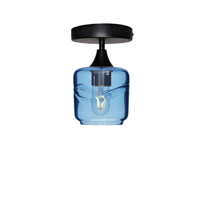 601 Swell: Semi Flush Light-Glass-Bicycle Glass Co - Hotshop-Steel Blue-Matte Black-Bicycle Glass Co