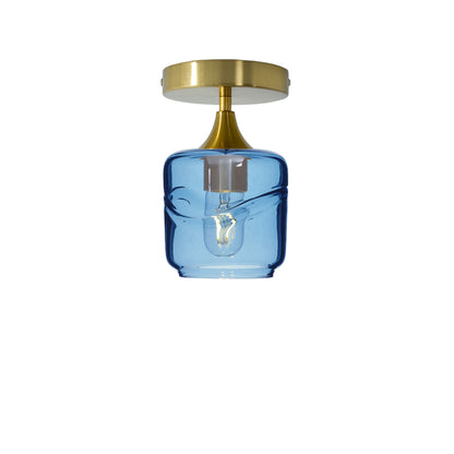 601 Swell: Semi Flush Light-Glass-Bicycle Glass Co - Hotshop-Steel Blue-Polished Brass-Bicycle Glass Co