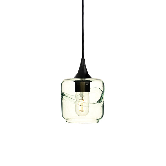 601 Swell: Single Pendant Light-Glass-Bicycle Glass Co - Hotshop-Eco Clear-Matte Black-Bicycle Glass Co