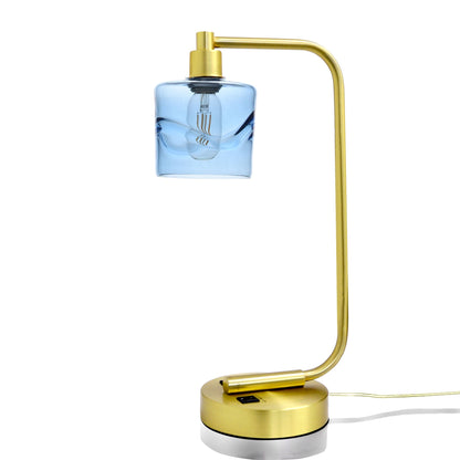601 Swell: Table Lamp-Glass-Bicycle Glass Co - Hotshop-Steel Blue-Brushed Nickel-Bicycle Glass Co