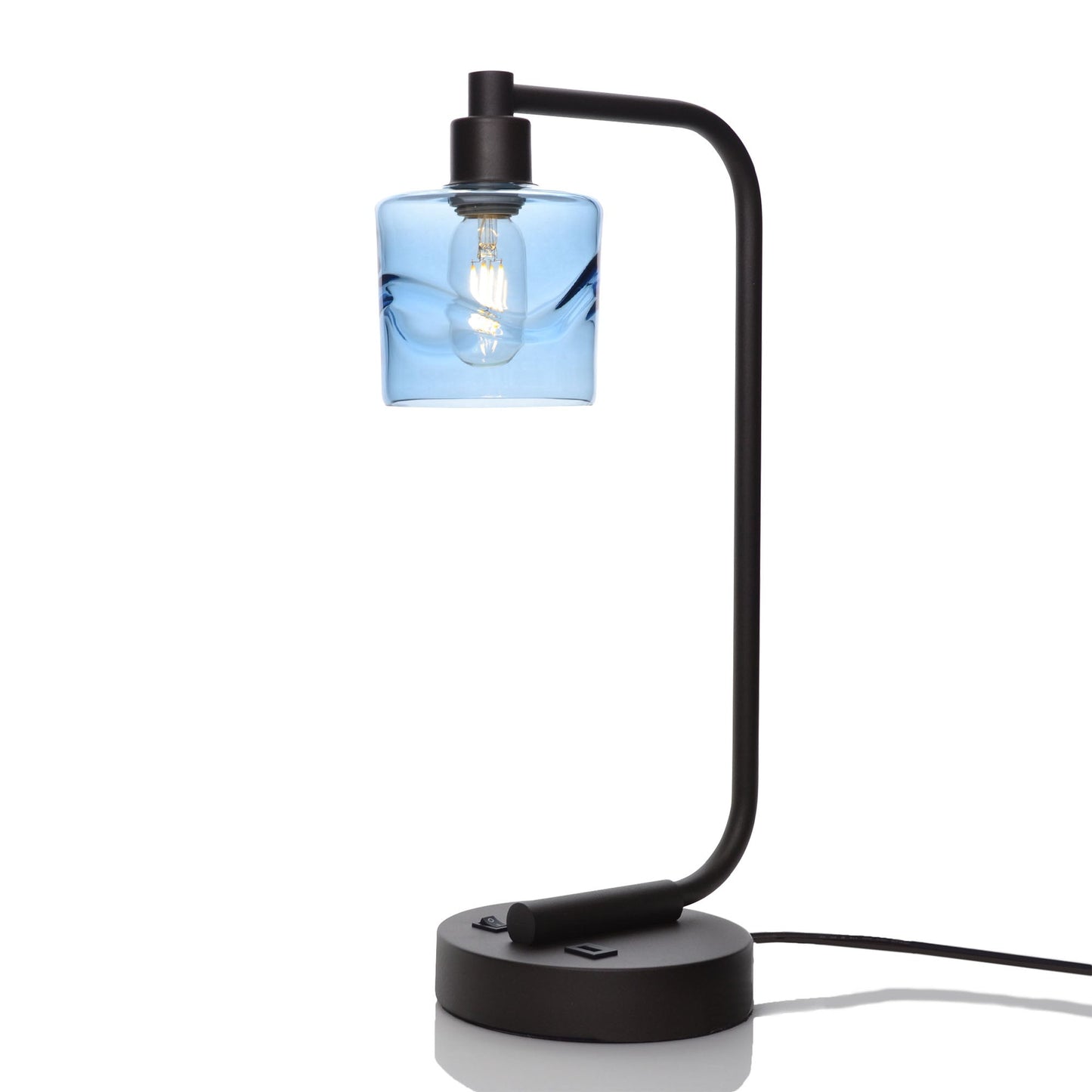 601 Swell: Table Lamp-Glass-Bicycle Glass Co - Hotshop-Steel Blue-Matte Black-Bicycle Glass Co