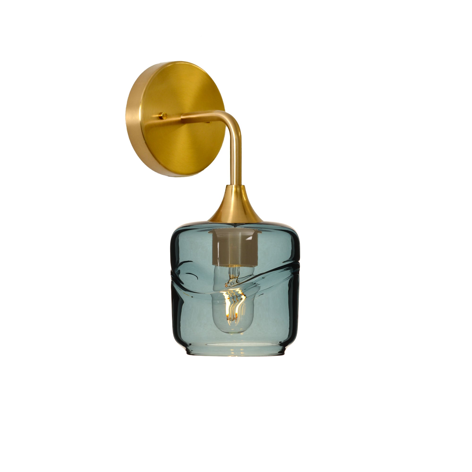 601 Swell: Wall Sconce-Glass-Bicycle Glass Co - Hotshop-Slate Gray-Polished Brass-Bicycle Glass Co