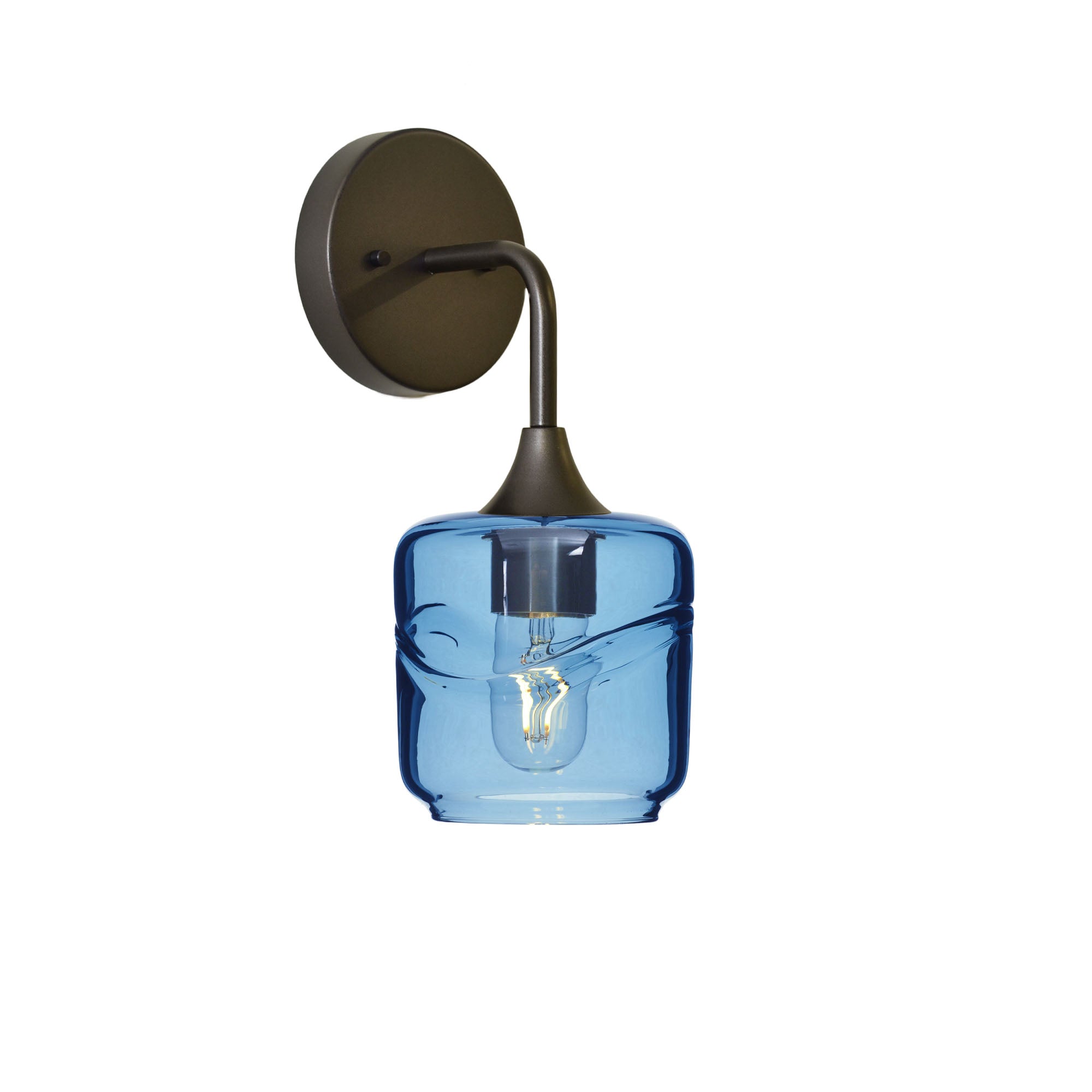 601 Swell: Wall Sconce-Glass-Bicycle Glass Co - Hotshop-Steel Blue-Antique Bronze-Bicycle Glass Co