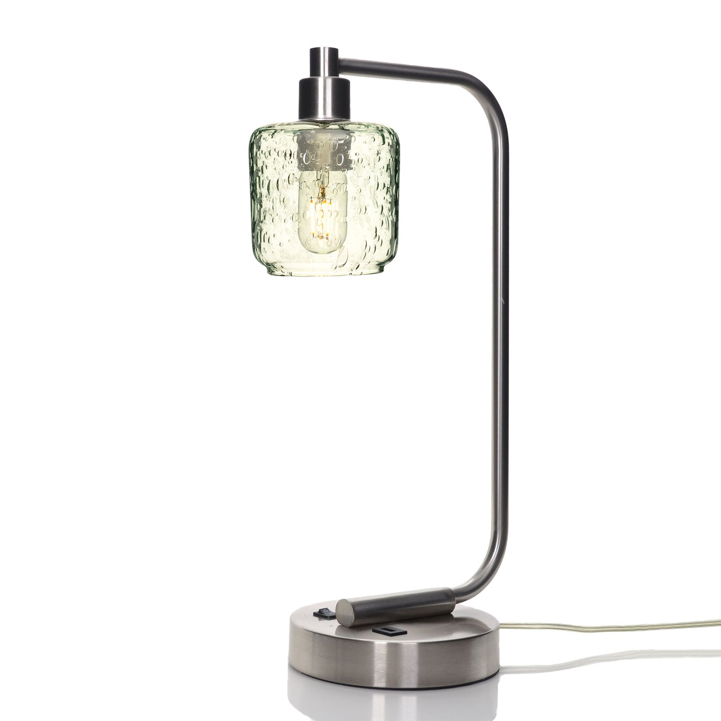 601 Table Lamp-Glass-Bicycle Glass Co - Hotshop-Lunar-Eco Clear-Brushed Nickel-Bicycle Glass Co