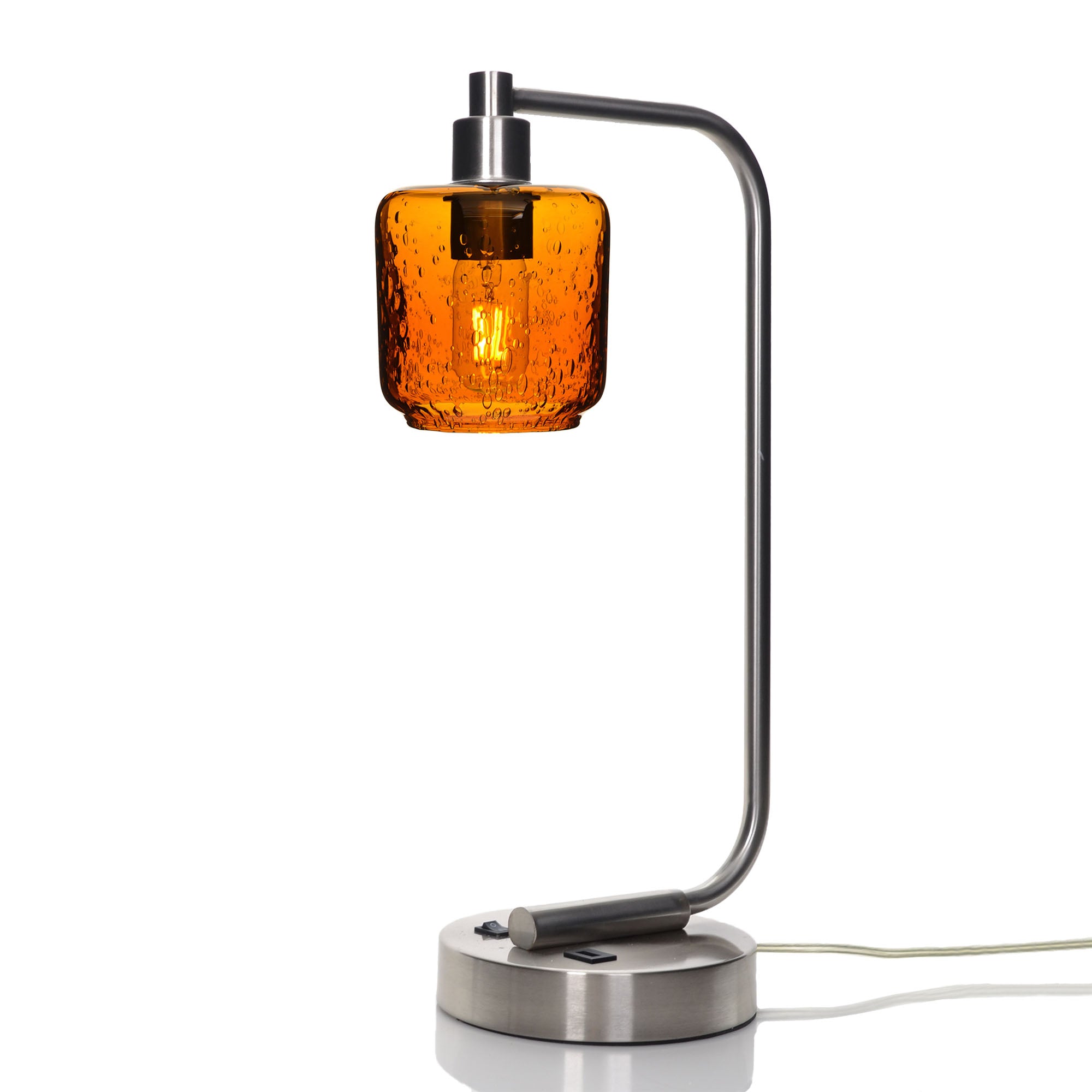 601 Table Lamp-Glass-Bicycle Glass Co - Hotshop-Lunar-Golden Amber-Brushed Nickel-Bicycle Glass Co