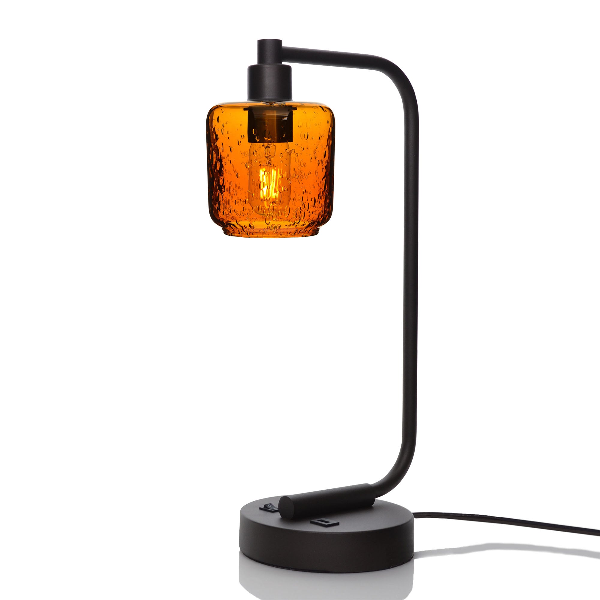 601 Table Lamp-Glass-Bicycle Glass Co - Hotshop-Lunar-Golden Amber-Matte Black-Bicycle Glass Co