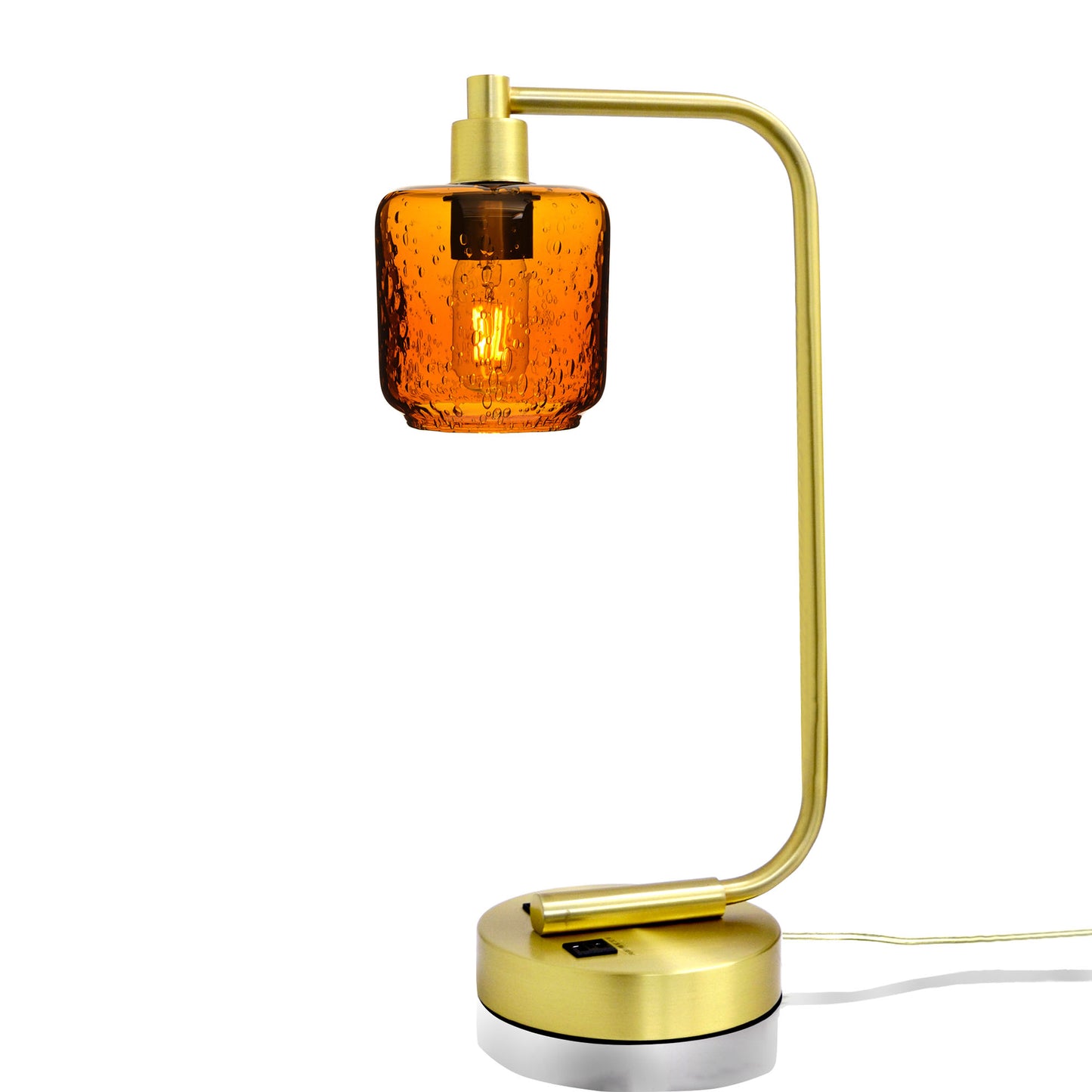 601 Table Lamp-Glass-Bicycle Glass Co - Hotshop-Lunar-Golden Amber-Satin Brass-Bicycle Glass Co