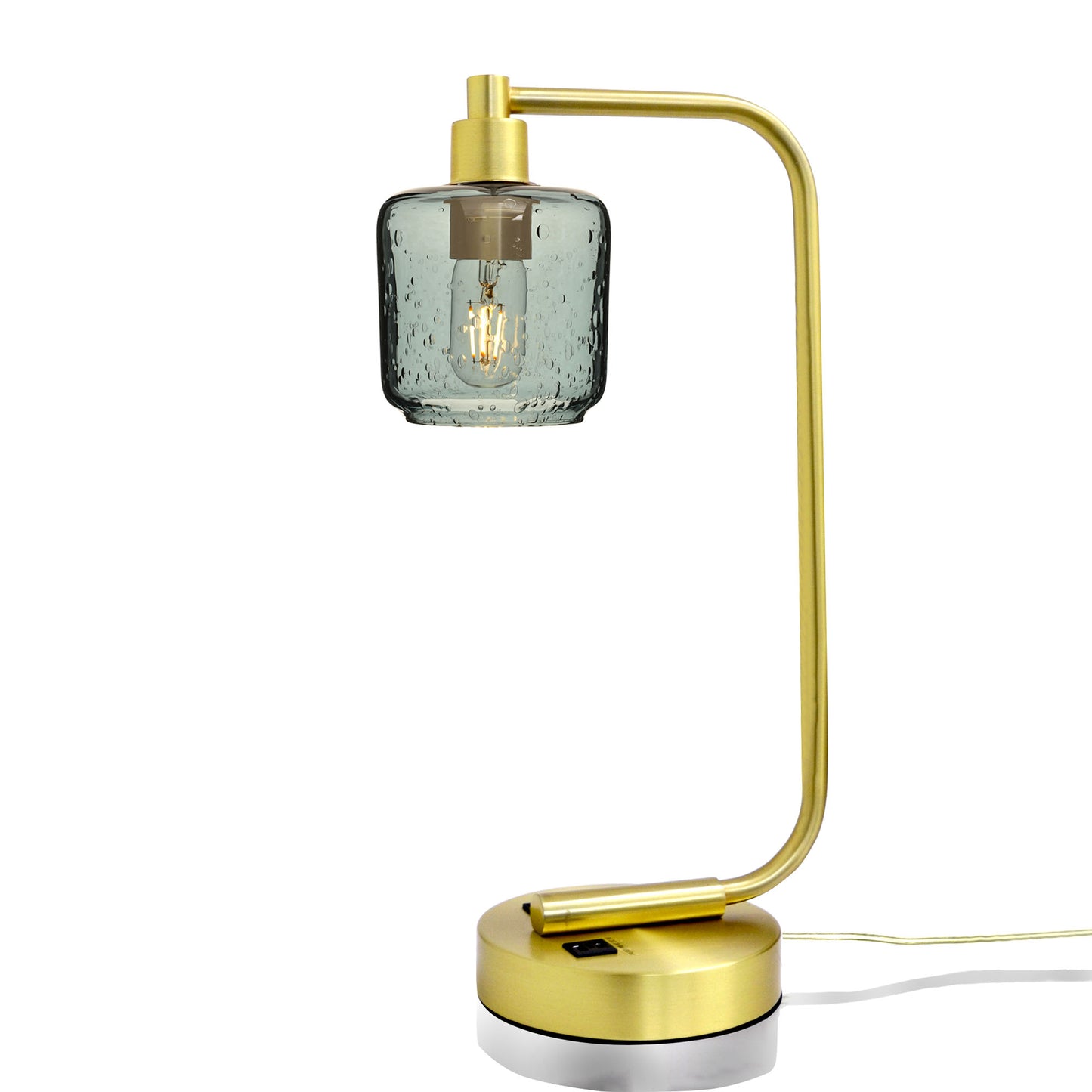 601 Table Lamp-Glass-Bicycle Glass Co - Hotshop-Lunar-Slate Gray-Satin Brass-Bicycle Glass Co