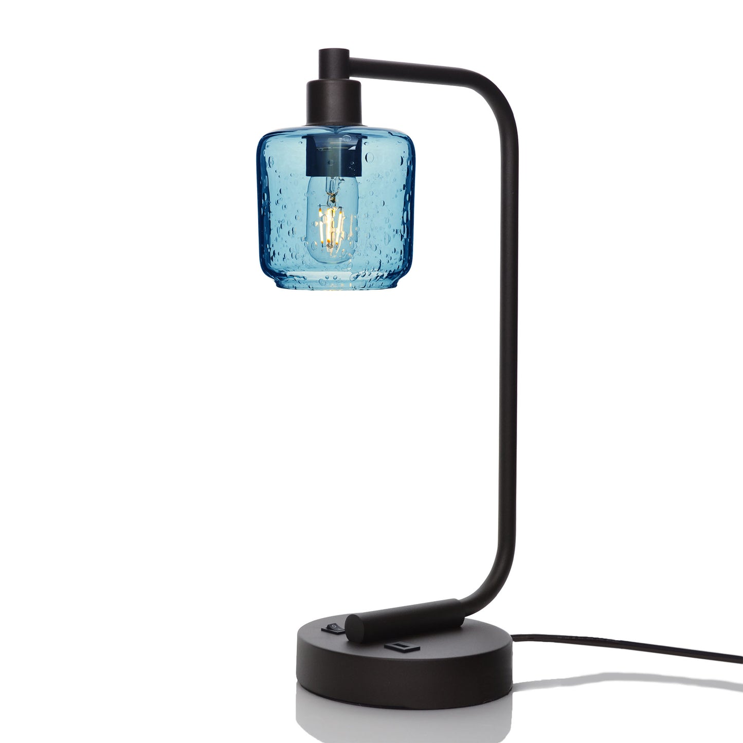 601 Table Lamp-Glass-Bicycle Glass Co - Hotshop-Lunar-Steel Blue-Matte Black-Bicycle Glass Co