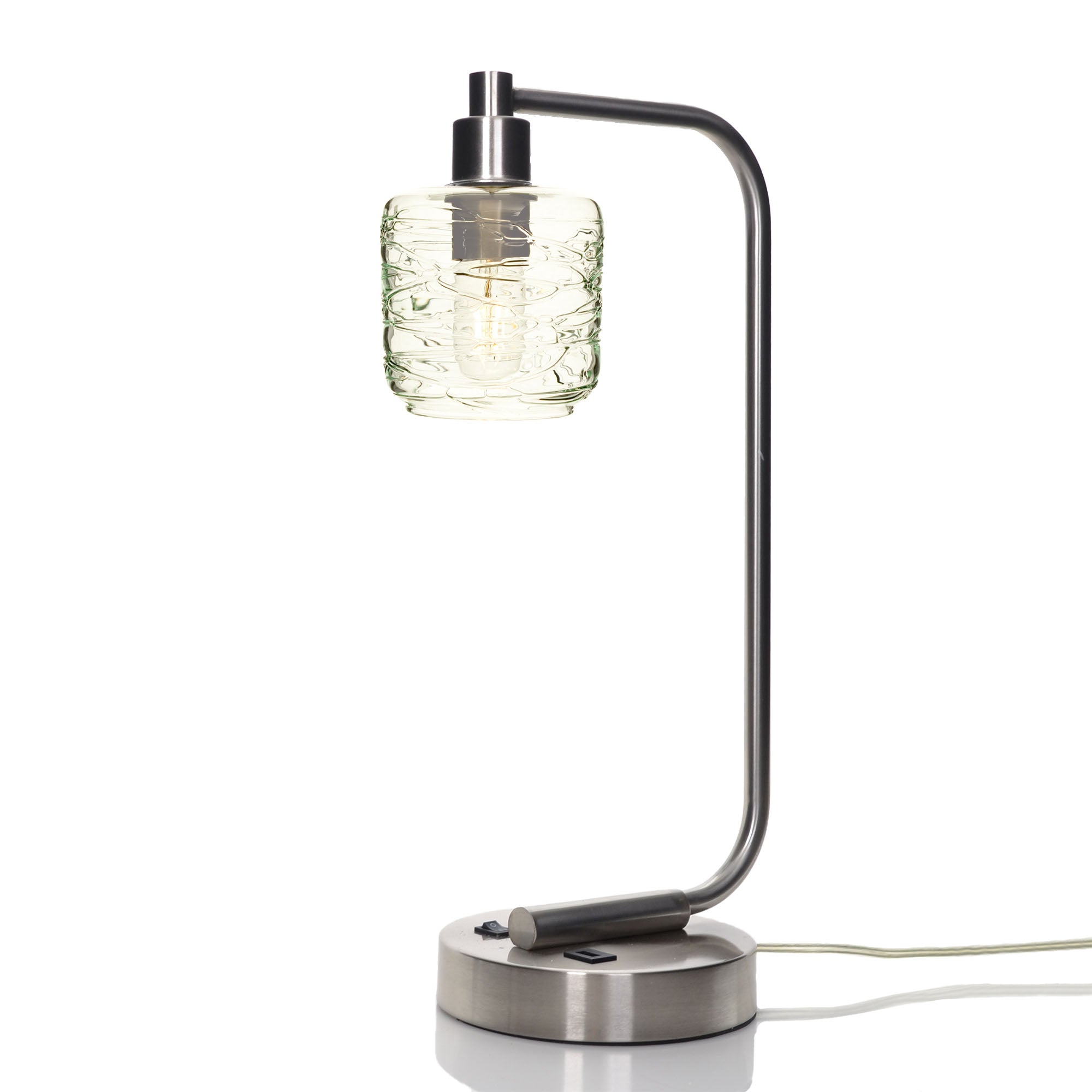 601 Table Lamp-Glass-Bicycle Glass Co - Hotshop-Spun-Eco Clear-Brushed Nickel-Bicycle Glass Co