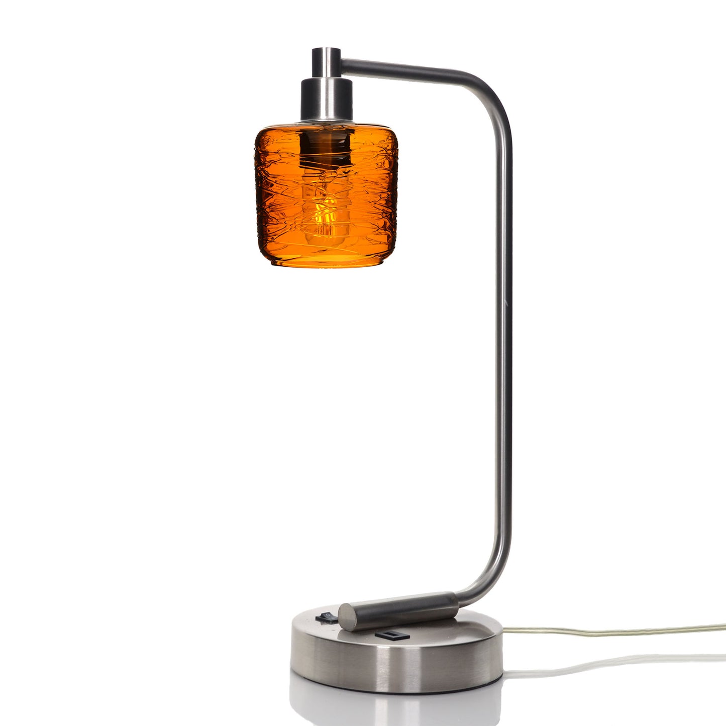 601 Table Lamp-Glass-Bicycle Glass Co - Hotshop-Spun-Golden Amber-Brushed Nickel-Bicycle Glass Co