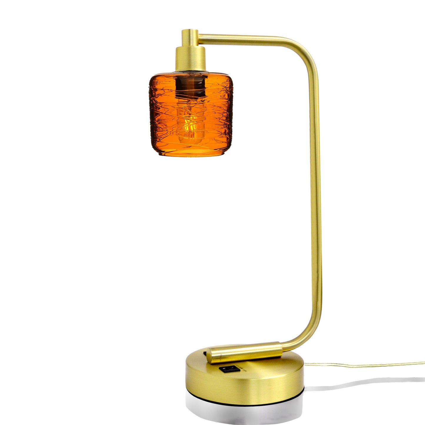 601 Table Lamp-Glass-Bicycle Glass Co - Hotshop-Spun-Golden Amber-Satin Brass-Bicycle Glass Co