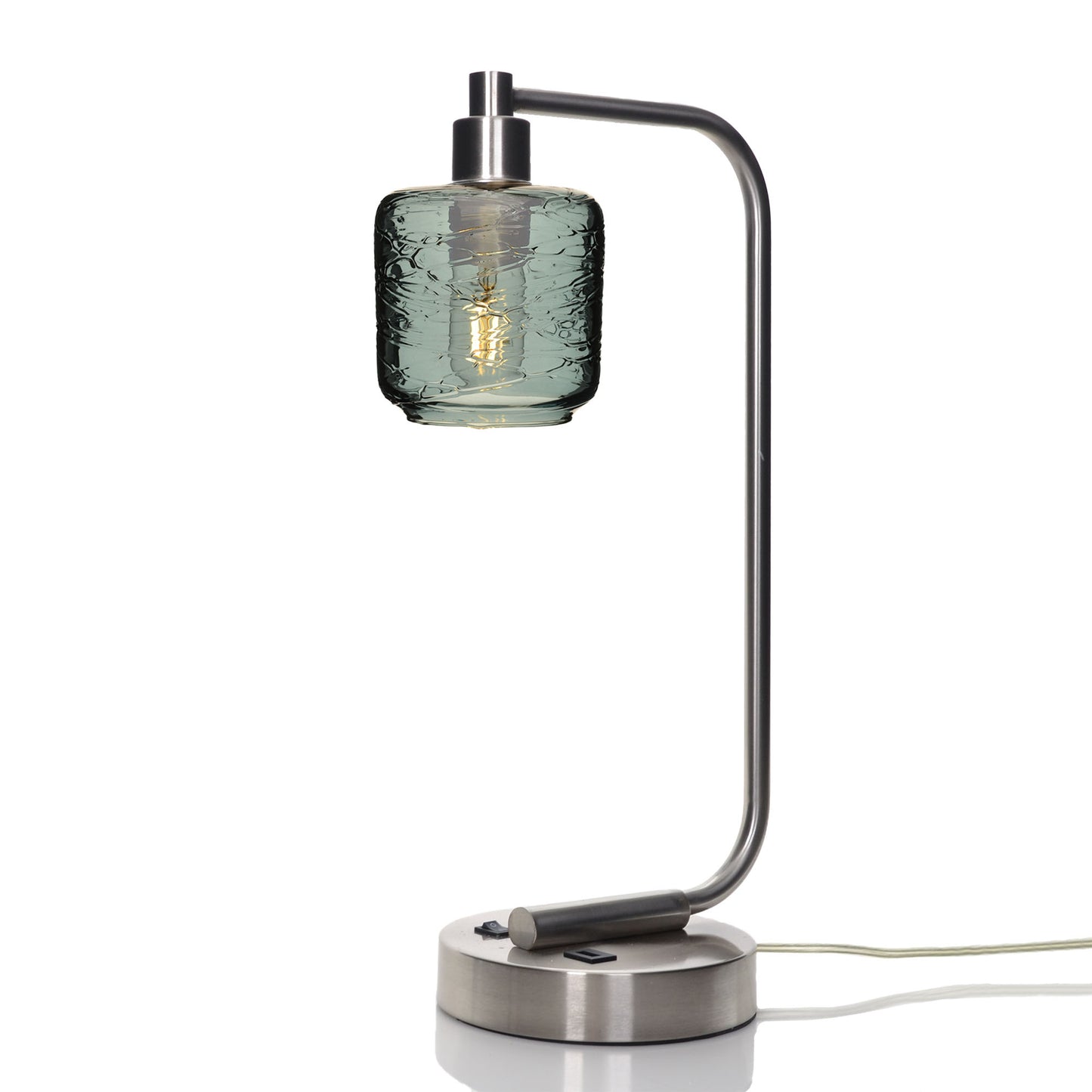 601 Table Lamp-Glass-Bicycle Glass Co - Hotshop-Spun-Slate Gray-Brushed Nickel-Bicycle Glass Co