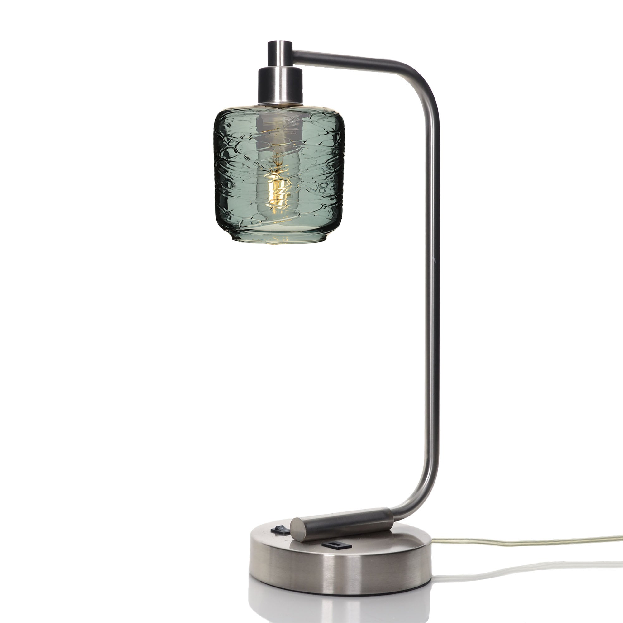 601 Table Lamp-Glass-Bicycle Glass Co - Hotshop-Spun-Slate Gray-Brushed Nickel-Bicycle Glass Co