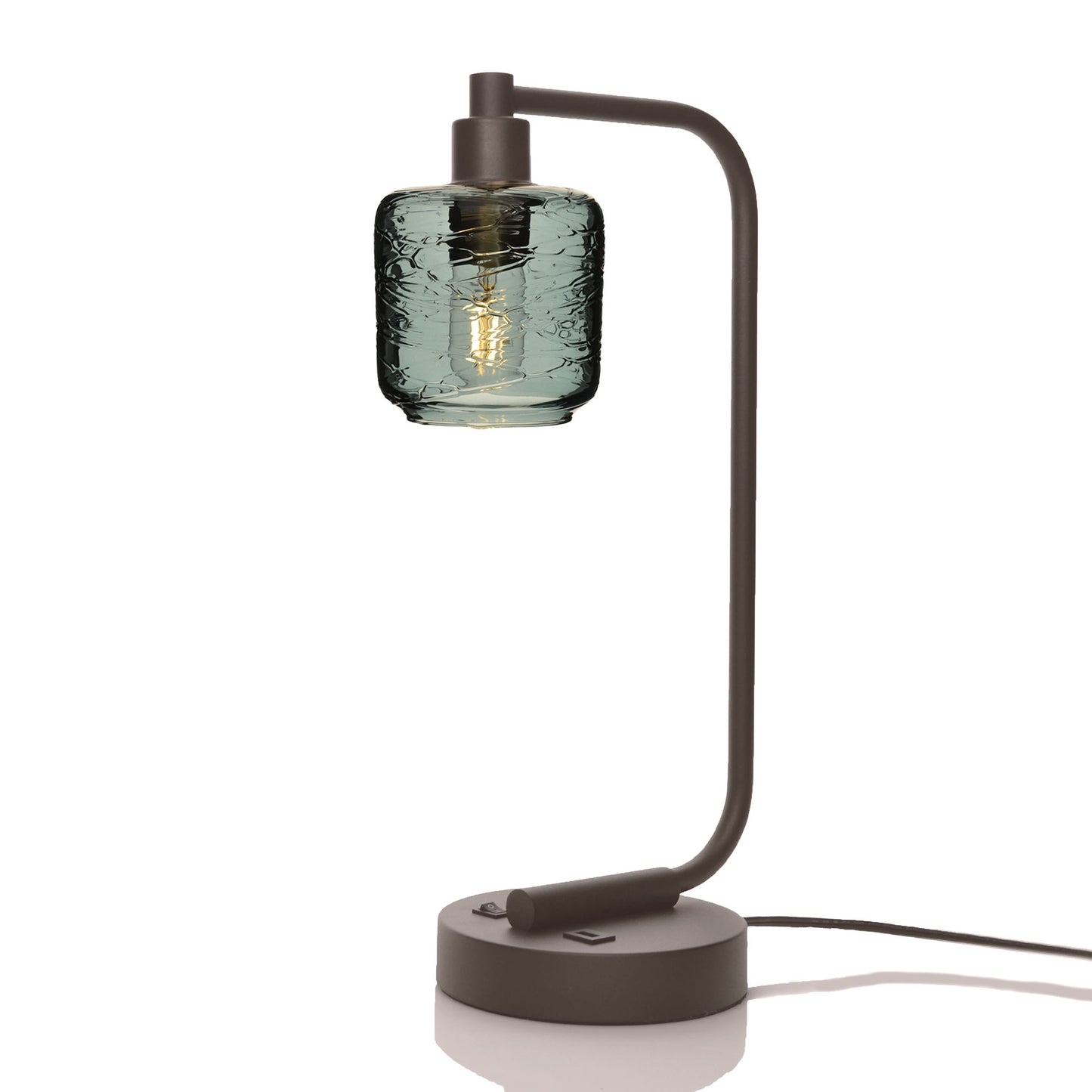 601 Table Lamp-Glass-Bicycle Glass Co - Hotshop-Spun-Slate Gray-Dark Bronze-Bicycle Glass Co