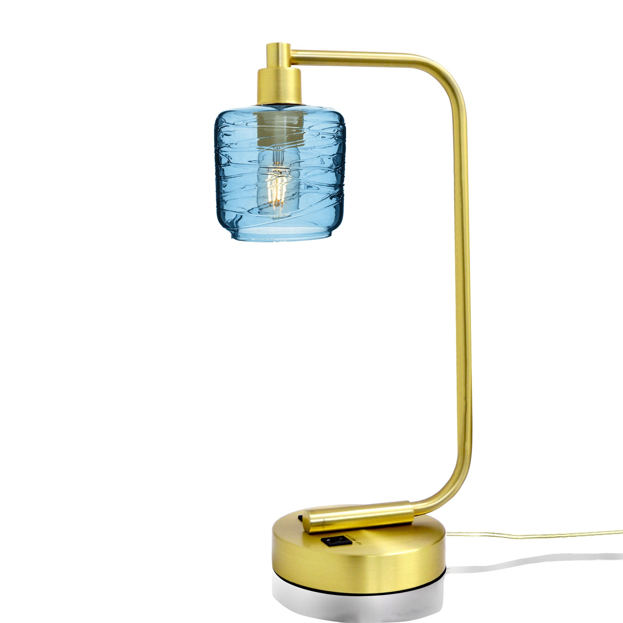 601 Table Lamp-Glass-Bicycle Glass Co - Hotshop-Spun-Steel Blue-Satin Brass-Bicycle Glass Co