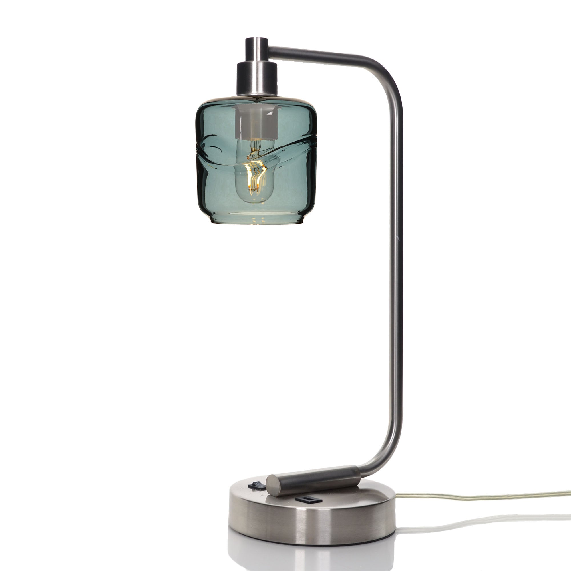 601 Table Lamp-Glass-Bicycle Glass Co - Hotshop-Swell-Slate Gray-Brushed Nickel-Bicycle Glass Co