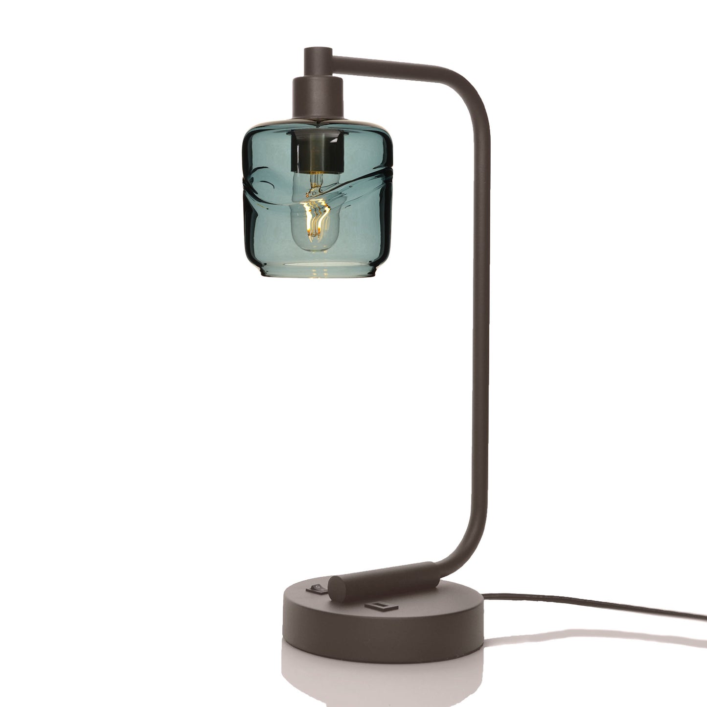 601 Table Lamp-Glass-Bicycle Glass Co - Hotshop-Swell-Slate Gray-Dark Bronze-Bicycle Glass Co