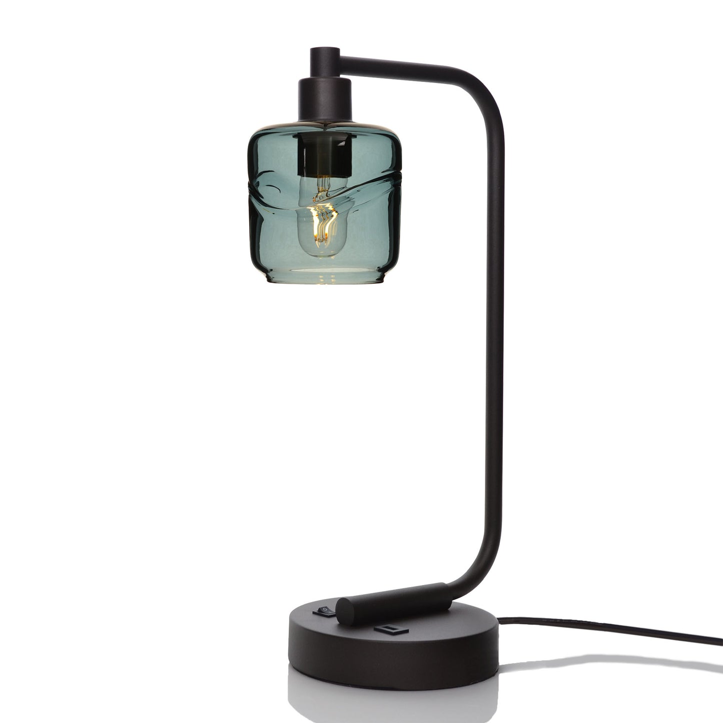 601 Table Lamp-Glass-Bicycle Glass Co - Hotshop-Swell-Slate Gray-Matte Black-Bicycle Glass Co