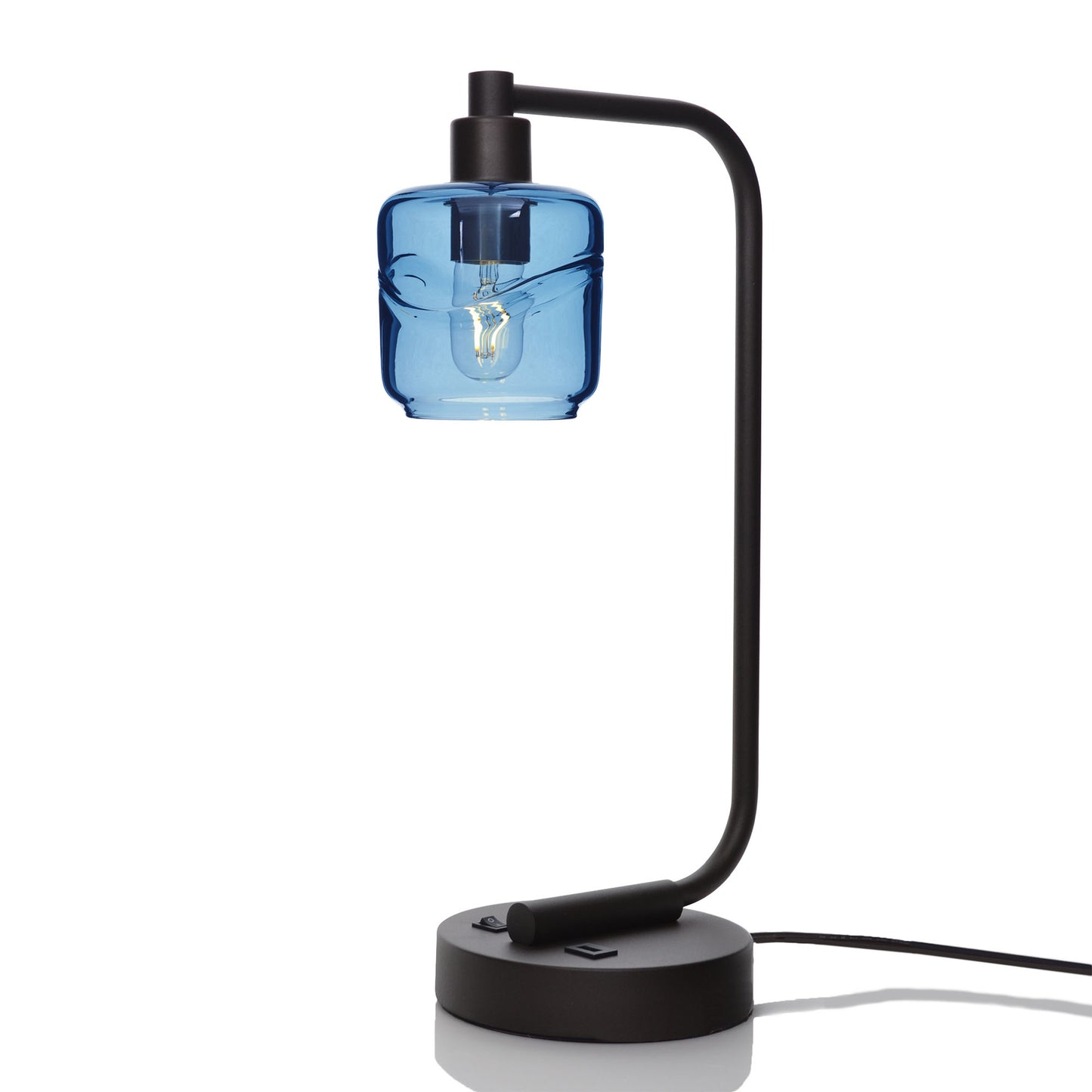 601 Table Lamp-Glass-Bicycle Glass Co - Hotshop-Swell-Steel Blue-Matte Black-Bicycle Glass Co