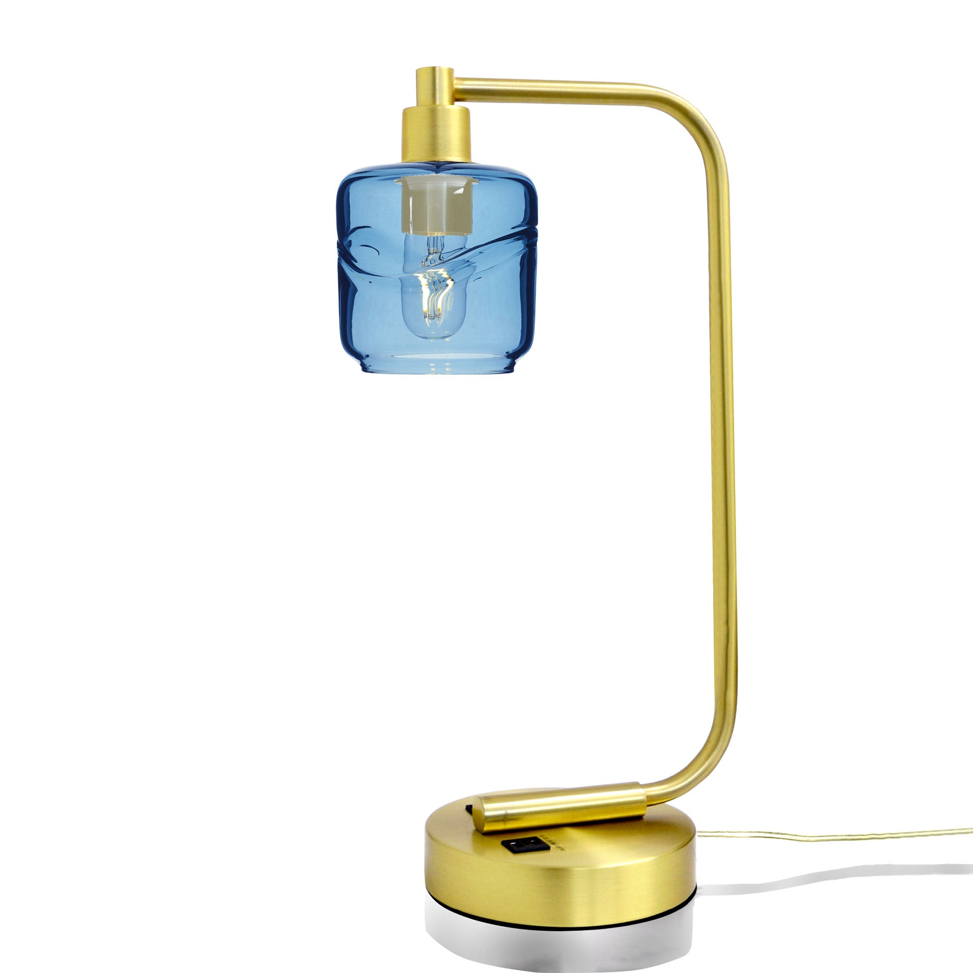 601 Table Lamp-Glass-Bicycle Glass Co - Hotshop-Swell-Steel Blue-Satin Brass-Bicycle Glass Co