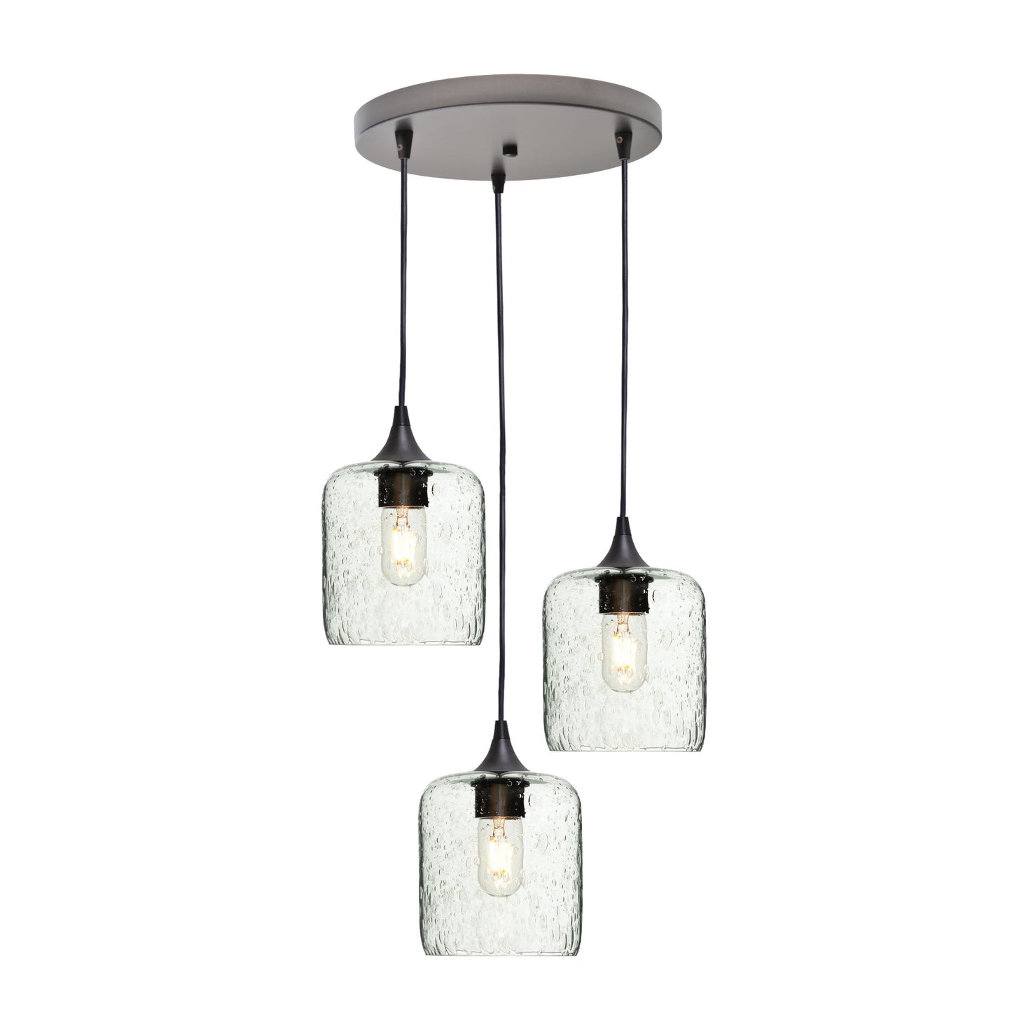 603 3 Pendant Cascade Chandelier-Glass-Bicycle Glass Co - Hotshop-Antique Bronze - 4ft Cord-Lunar-Eco Clear-Bicycle Glass Co