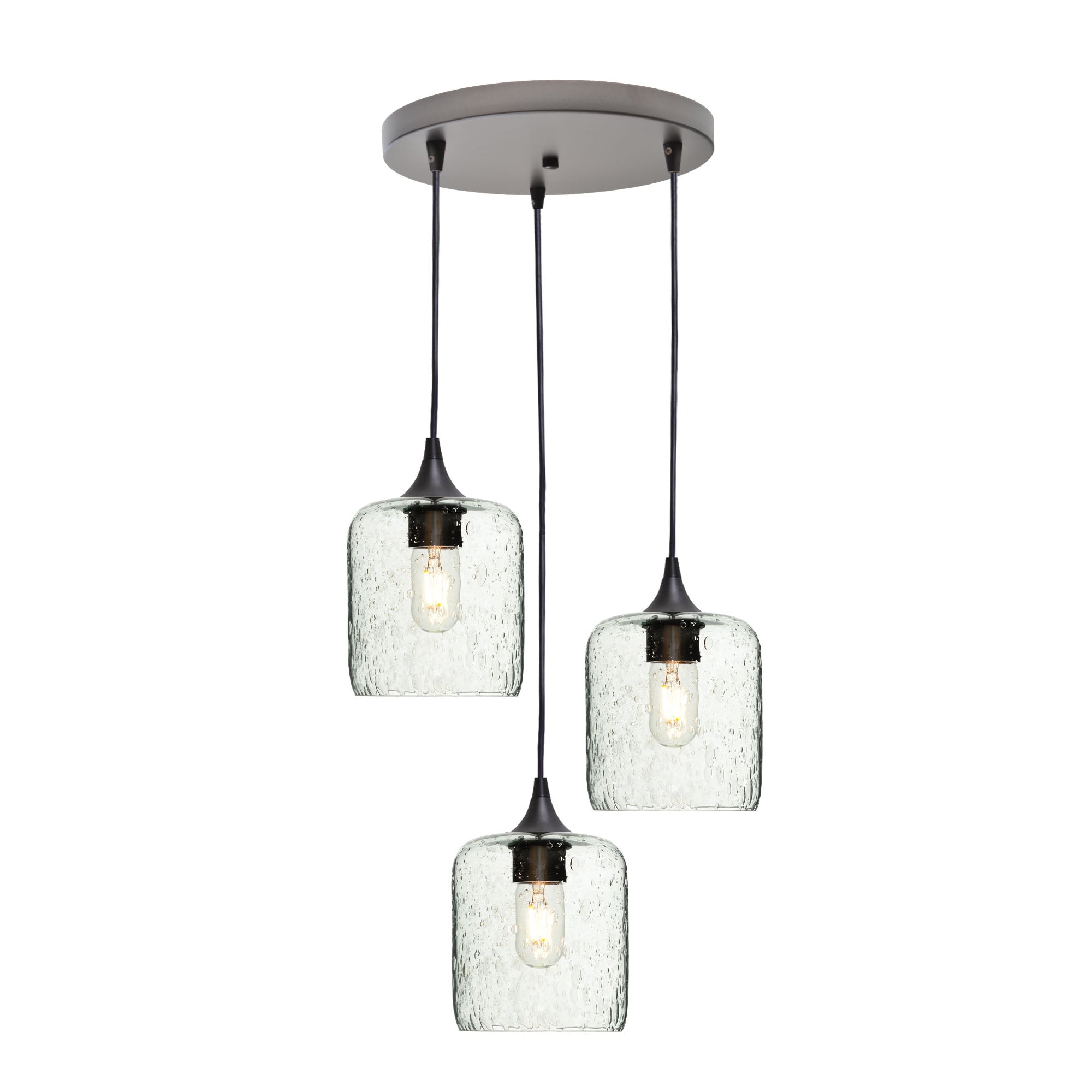 603 3 Pendant Cascade Chandelier-Glass-Bicycle Glass Co - Hotshop-Antique Bronze - 4ft Cord-Lunar-Eco Clear-Bicycle Glass Co