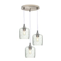 603 3 Pendant Cascade Chandelier-Glass-Bicycle Glass Co - Hotshop-Brushed Nickel - 4ft Cord-Lunar-Eco Clear-Bicycle Glass Co