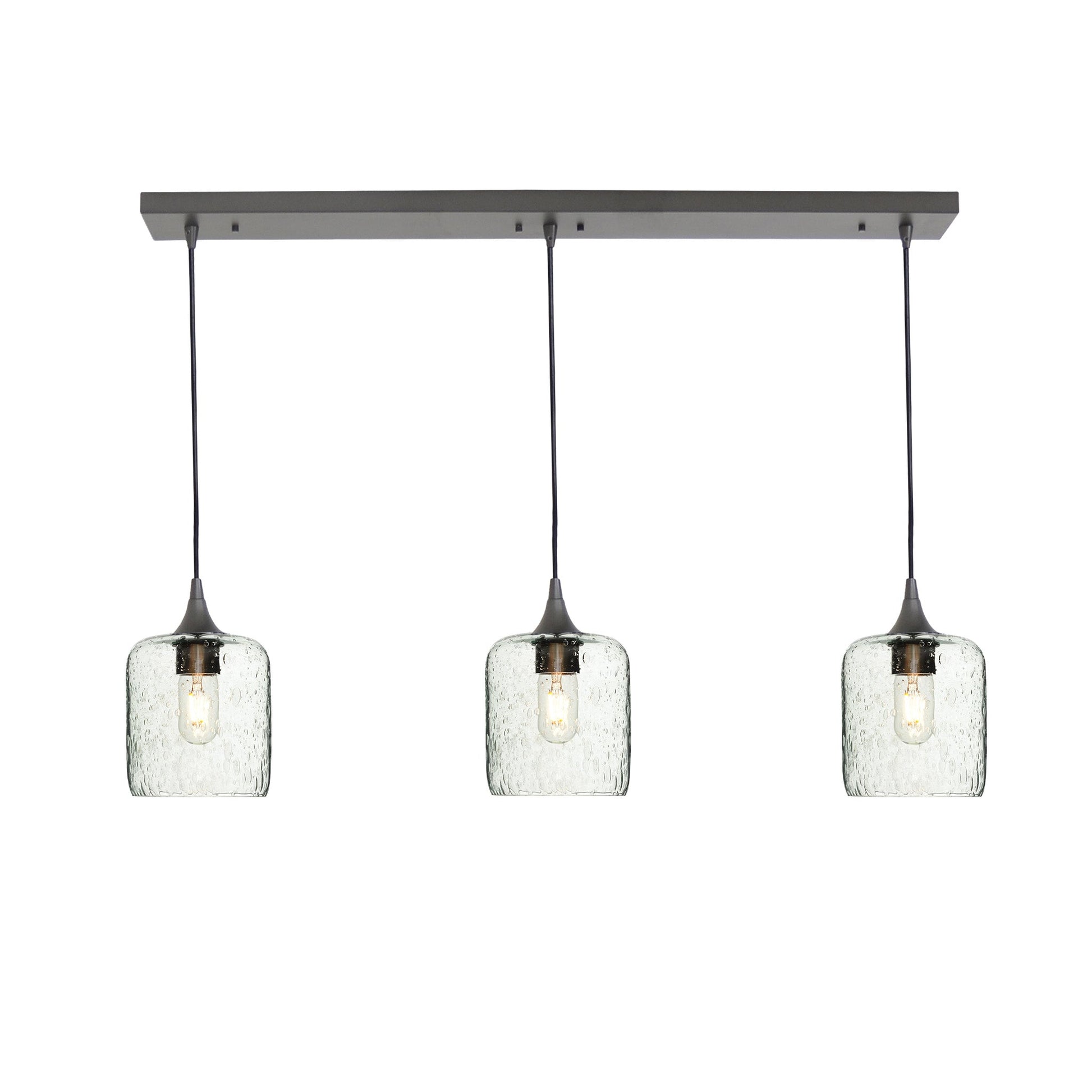 603 3 Pendant Linear Chandelier-Glass-Bicycle Glass Co - Hotshop-Antique Bronze - 4ft Downrod-Lunar-Eco Clear-Bicycle Glass Co